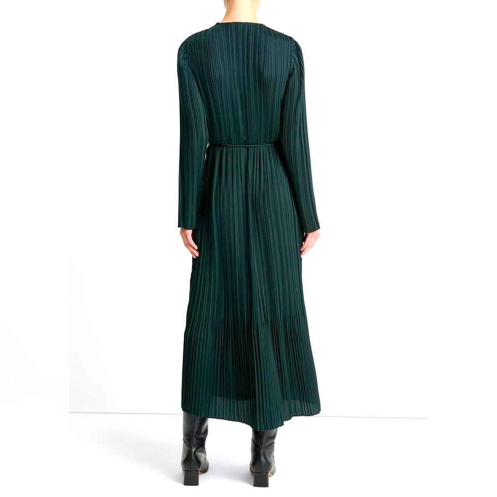 Vince Pleated Satin Long-Sleeve Dress NWT Holiday Ready size:S - Picture 3 of 9